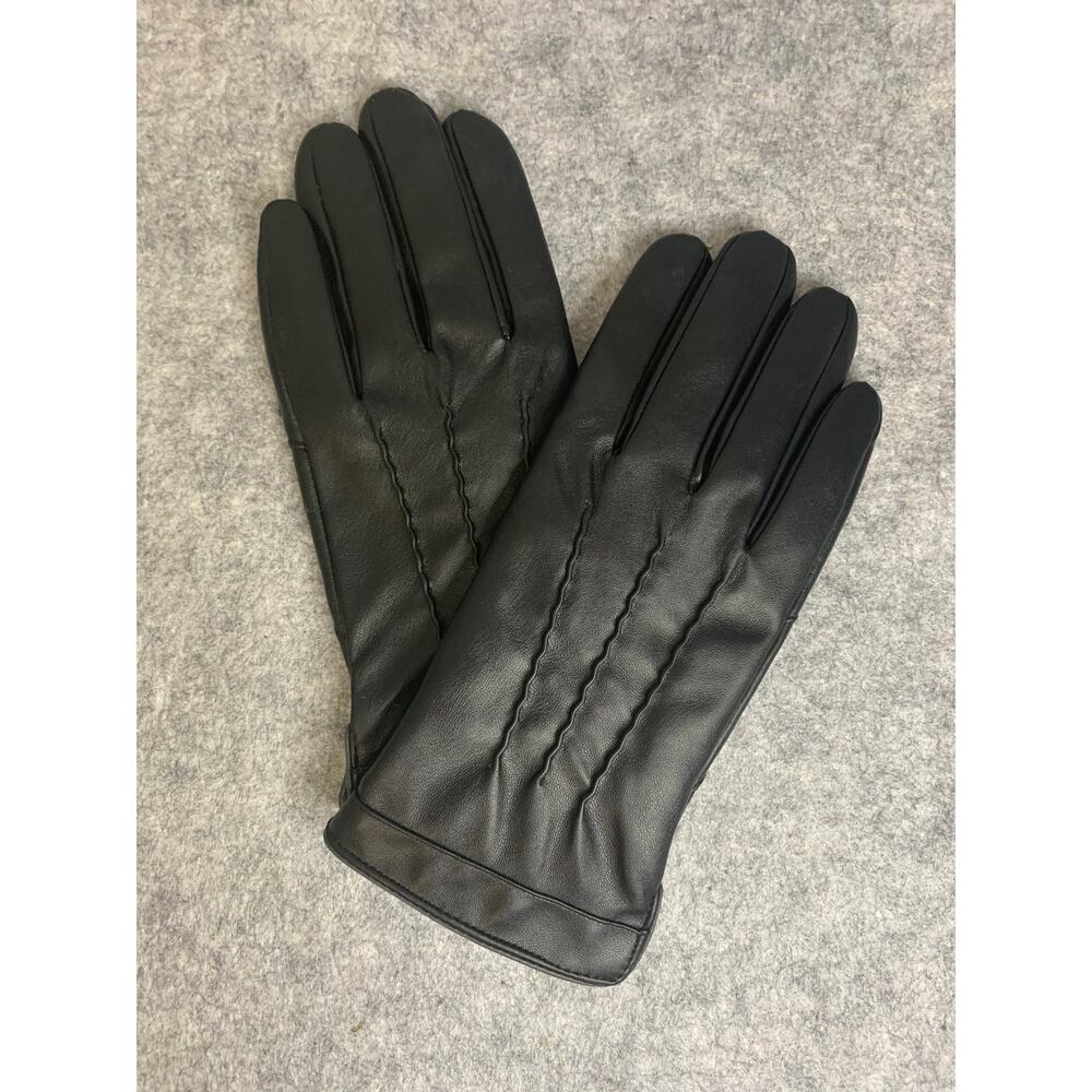 NWOT Men's Black Leather Gloves, Wool Lined, Size Large, Driving Gloves, Winter